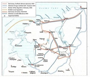 Map of the Estonian War of Independence. Source: Wikipedia